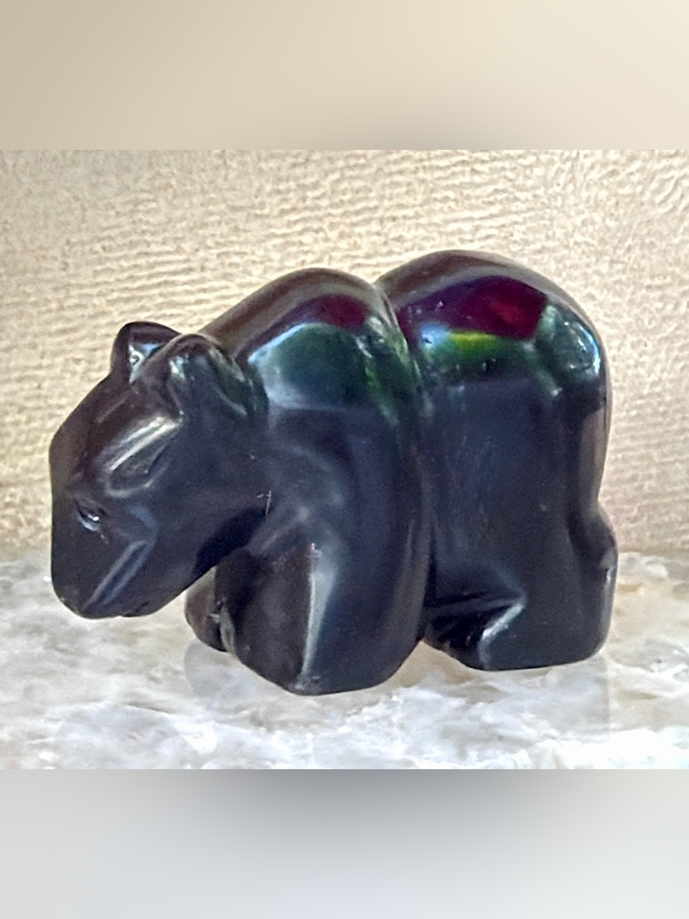 Bear Handcarved Black Obsidian Bear Figurine, ~2” x 1” x 1”